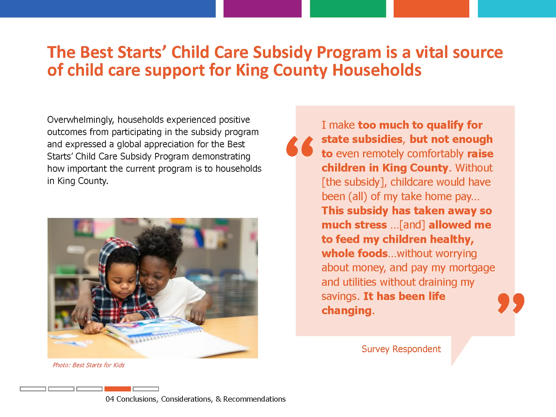 Best Starts For Kids' Child Care Subsidy Program Family Survey