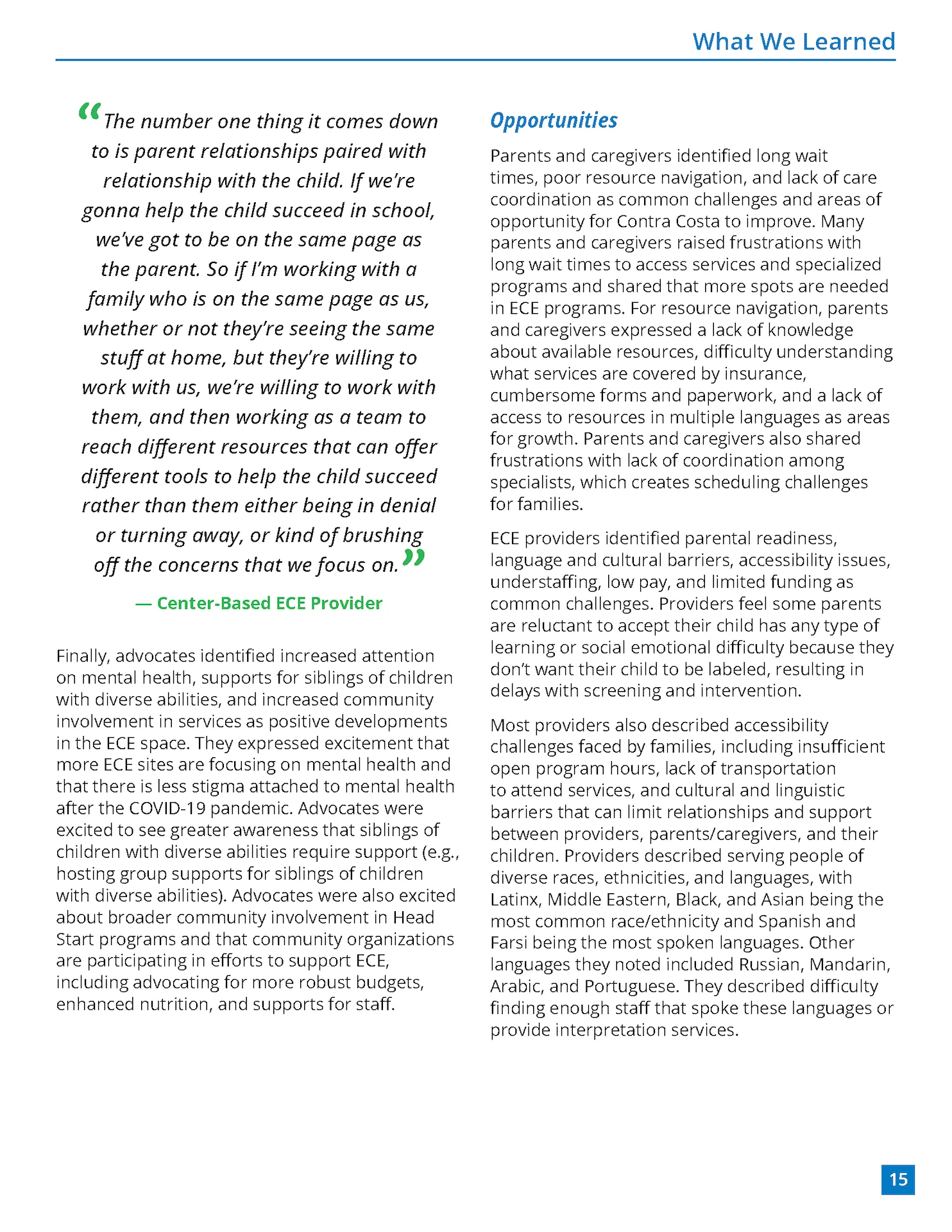 First Contra Costa Inclusive ECE Report