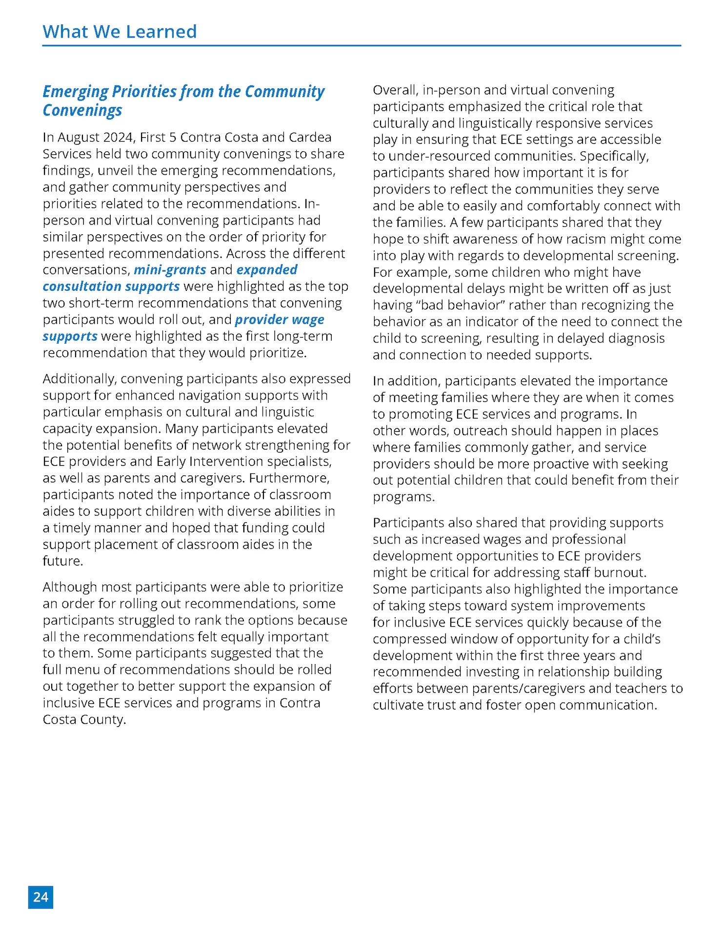 First Contra Costa Inclusive ECE Report