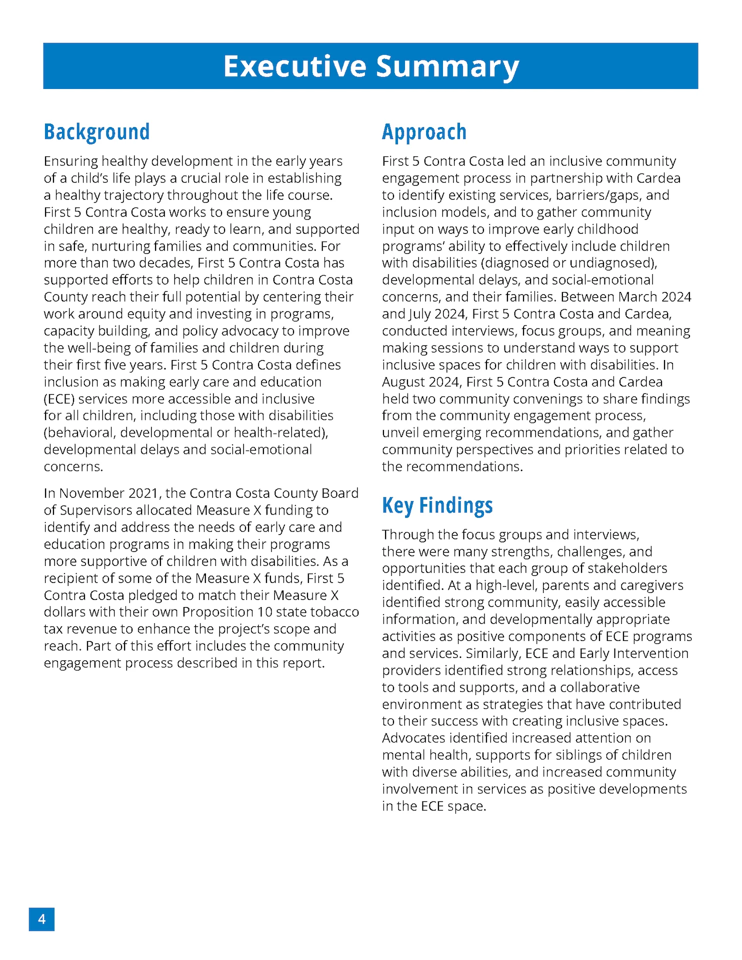 First Contra Costa Inclusive ECE Report