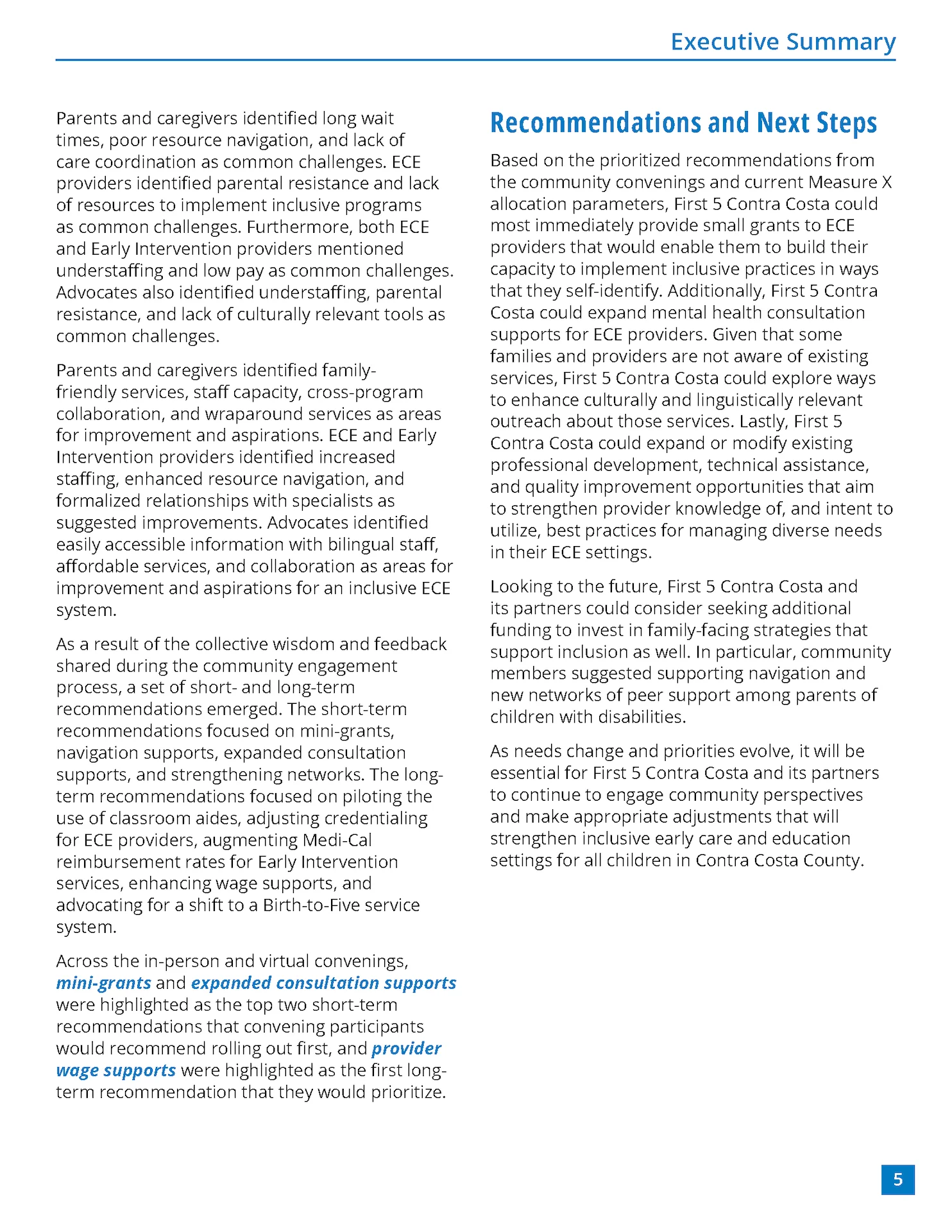 First Contra Costa Inclusive ECE Report