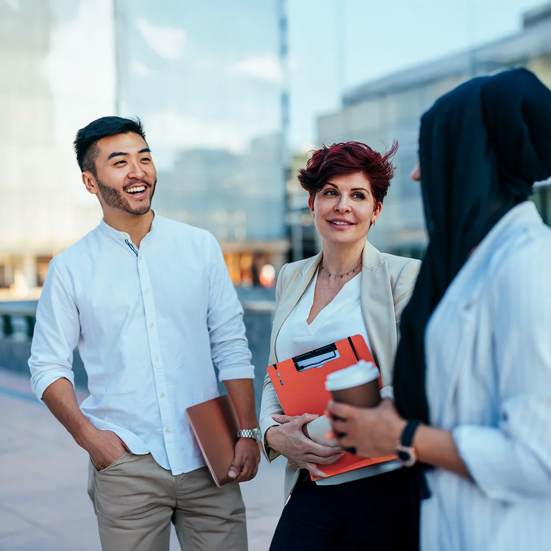 Professionals Connecting During Outdoor Business Conversation